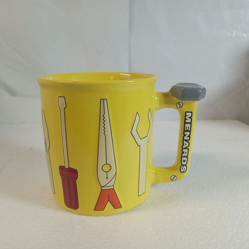 MENARDS Coffee Mug with Yellow 3D Tool Pliers Wrench Screwdriver